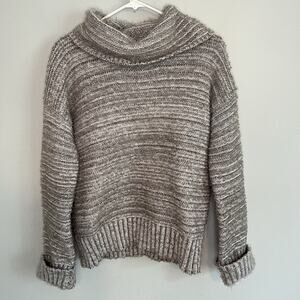 Olive+Oak Womens Cowl Neck Sweater Sz M Flurry Chunky Gray Relaxed Fit